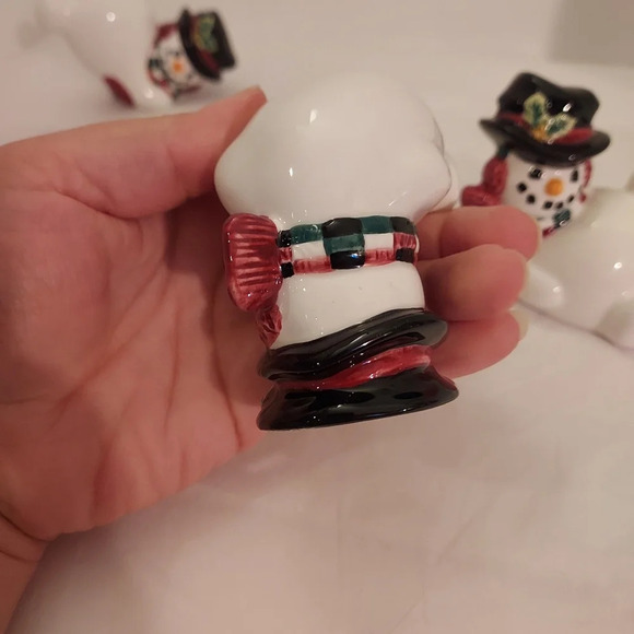 Fitz and Floyd Essentials Set of Three Christmas Tumbling Snowman Figurines - Picture 6 of 11